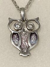Ortak ‘Nature in Flight’ Sterling Silver & Enamel Owl Pendant Necklace.