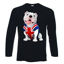 BRITISH BULLDOG LONG SLEEVE T-SHIRT - Union Jack Bull Dog - Choice Of Colours