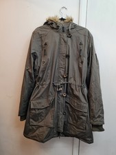 Womens Brave Soul Hooded Parka Jacket - Khaki Size UK 18 EU 46