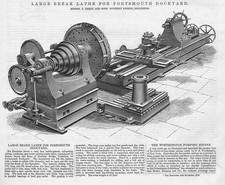 PORTSMOUTH Large Break Lathe for the Dockyard Antique Print 1886