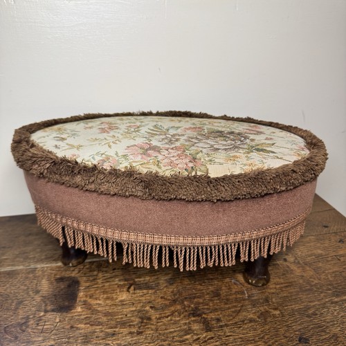 Vintage oval footstool - oval, floral