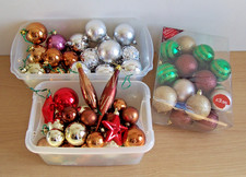 Christmas Tree Decorations, Large quantity of assorted colours, shapes & sizes