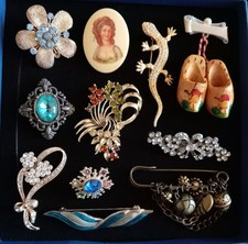 Costume Jewellery Brooches Job Lot x 12 Incl. Vintage
