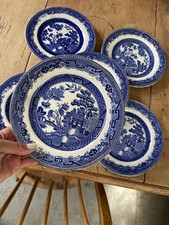 Wedgwood Willow Pattern Antique Blue & White Side Plates 19.5cm Diameter x 6