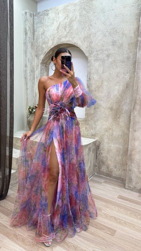 Multicolour one shoulder tulle - multicolour,