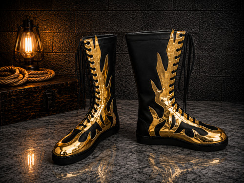 Handmade unisex gold flame - gold,