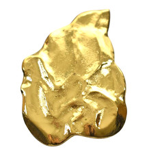 Vintage Good Condition Yves Saint Laurent YSL Gilt Textured Flame Leaf Brooch