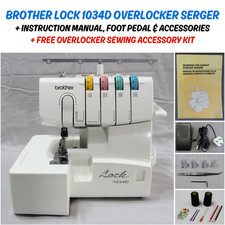 BROTHER LOCK 1034D OVERLOCKER SERGER + INSTRUCTION MANUAL + ACCESSORIES + EXTRAS