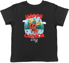 Happy Canada Day Kids T-Shirt Canadian Moose in the Mountains Childrens Boy Girl
