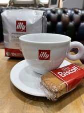 Illy Cappuccino Coffee Cup Saucer Set White Porcelain With Red Logo