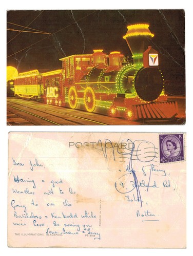 Postcard illuminated tram - -,