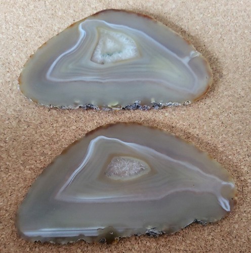 Two polished slices - of, agate