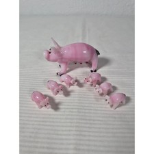 Vtg Hand Blown Pink Glass Pig