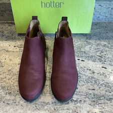 Hotter York burgundy leather Chelsea Ankle Boots Size 4.5 STD used 
