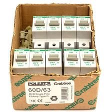 CRABTREE POLESTAR 60D/63 D63 MCB 63 AMP TYPE D 63A SINGLE POLE BREAKER VAT INC