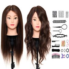 70% Real Hair Training Head Hairdressing Cosmetology Mannequin Doll Clamp Braid