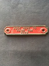 Vintage Hook Here Cast Iron Sign Nameplate Not Enamel