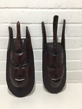 African Style Wooden Hand Carved Head Wall Mounted Display 