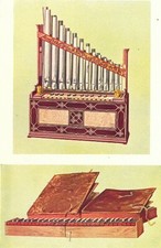 MUSICAL INSTRUMENTS. Portable Organ and Bible Regal 1945 old vintage print