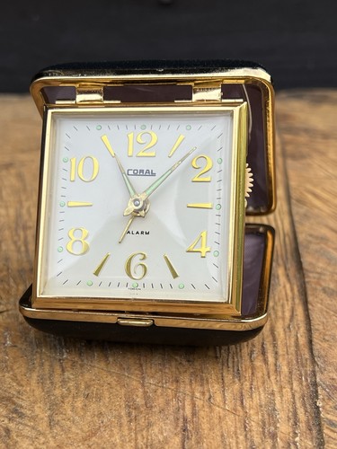Vintage coral travel clock - coral,