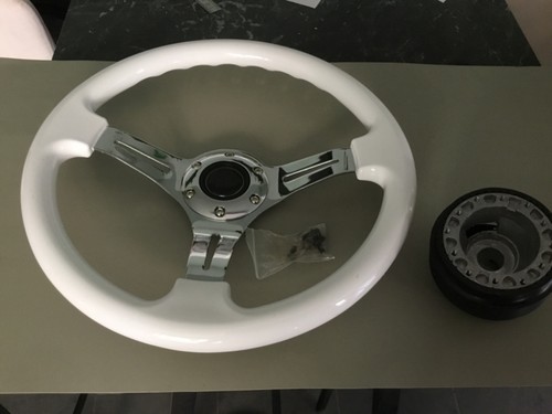 White chrome steering - white,