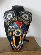 Multicoloured Beaded Statement Bib Necklace, Artistic Flare, Bohemian Style