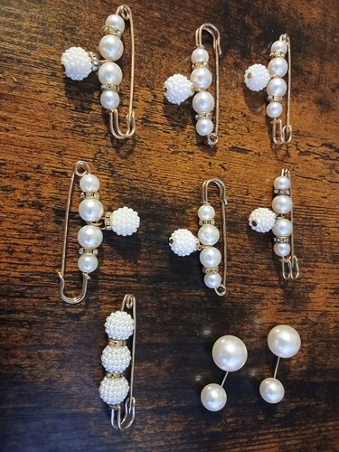 Bead safety pin brooch - bead, pcs