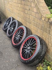 17" Team Dynamics Jet-Black Reds + Monza RS 4x100 Multi-fit Alloy Wheels & Tyres