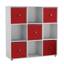 9 Cube White Wooden Bookcase