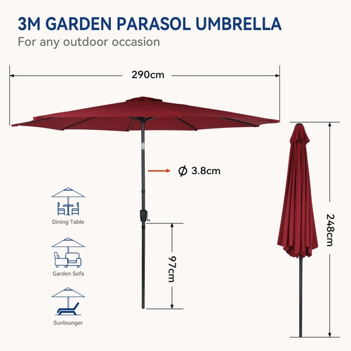 Outdoor garden parasol - parasol, 3m