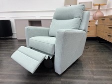 Parker Knoll CHICAGO Power Recliner Blue Fabric Armchair & Headrest & Lumbar