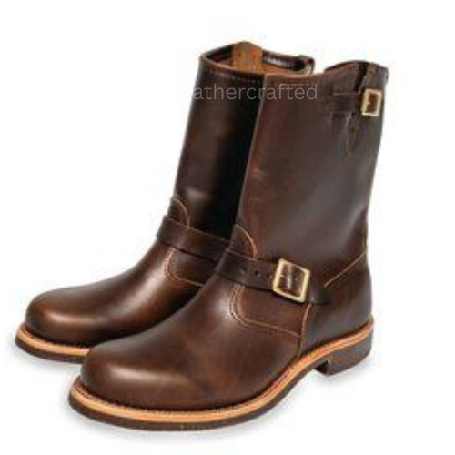 Brown leather engineer - brown,
