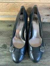 Sofft Ladies Black Leather Heeled Court Shoes Size US 7 UK 5