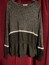 TU Woman Sainsbury’s Ladies Black / White Silver Glitter Cut Top Size 14 L@@K