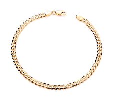 Men's 9ct Yellow Gold on Silver 8.5" Curb Bracelet - 4mm - Solid
