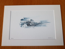 David Kearney  watercolour/pen Lindisfarne (6x9"/A4)Mounted