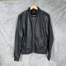 Allsaints Caribou Bomber Jacket Mens Medium Black Leather Zip Up