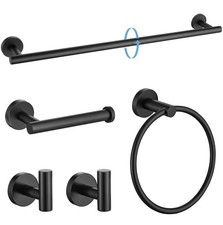 Bathroom Accessory Set, Stainless Steel- Black 5 Piece Set