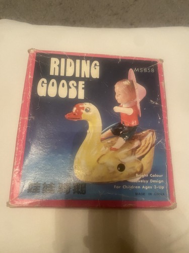 Vintage riding goose tin - riding,