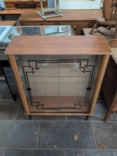 1960s Mid Century Modern Glass and Figured Drinks Cocktail Cabinet 