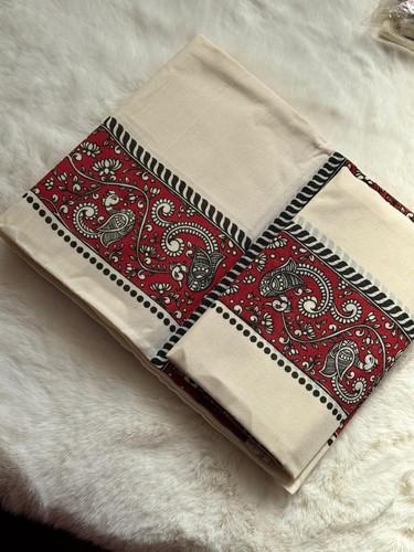 Red kalamkari inspired kerala - inspired,