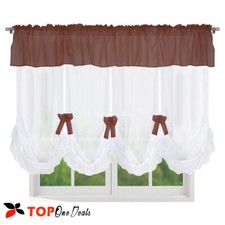 Amazing Voile Net Curtains with Bows Ready Made Green Orange Purple Blue New