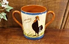 VGC ANTIQUE Longpark Torquay MOTTO WARE "BLACK COCKEREL" LOVING CUP - 11cms