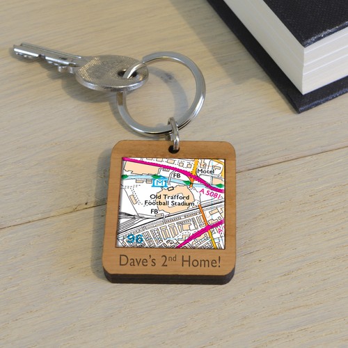Football ground wooden key - wooden,