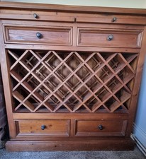 SOLID WOOD WINE CABINET WITH 4 DRAWERS AND 2 PREP AREAS