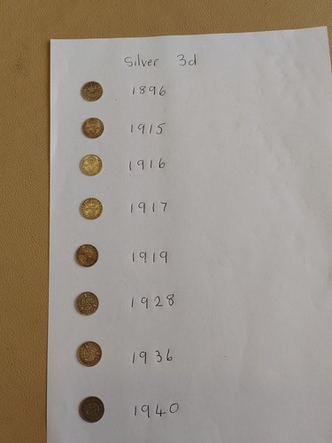 Silver threepenny coins - silver,