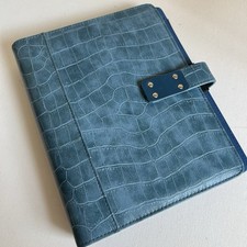 Day-Timer A5 Blue Croc Faux Leather Organiser Planner Some Inserts 7 Rings Gift