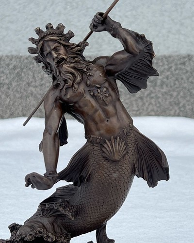 Bronze poseidon sculpture - poseidon,