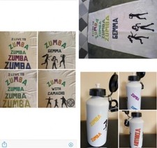 zumba dancing theme t shirt, towel, water bottle.  Discount on all 3 Ideal gift