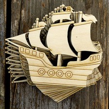 10x Wooden Pirate Ship Craft